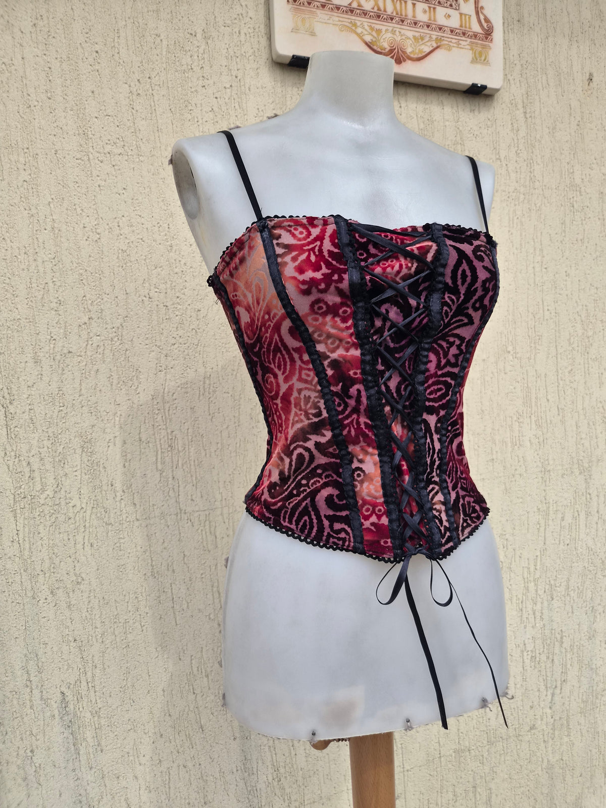 Burgundy velvet corset top