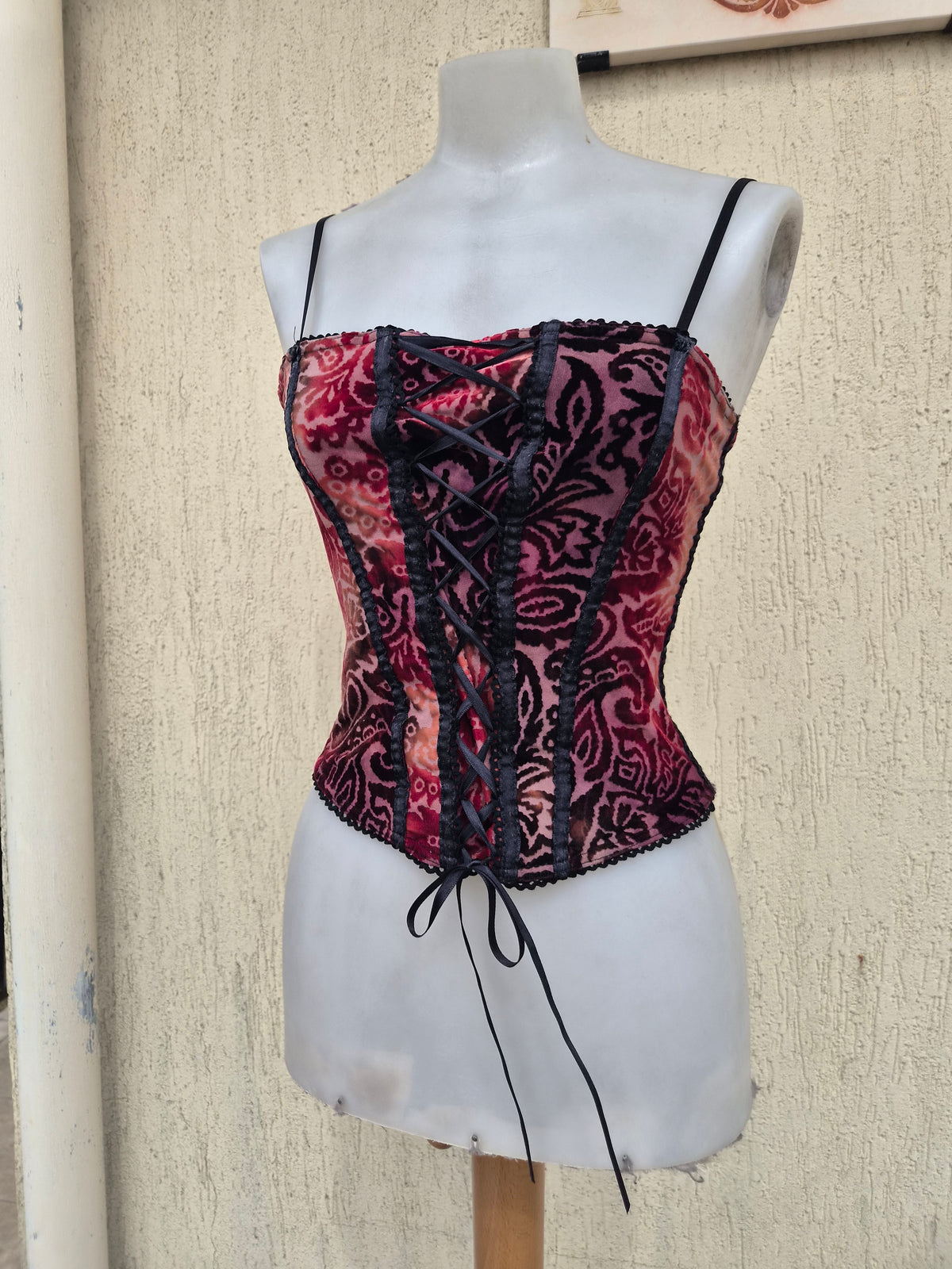 Burgundy velvet corset top