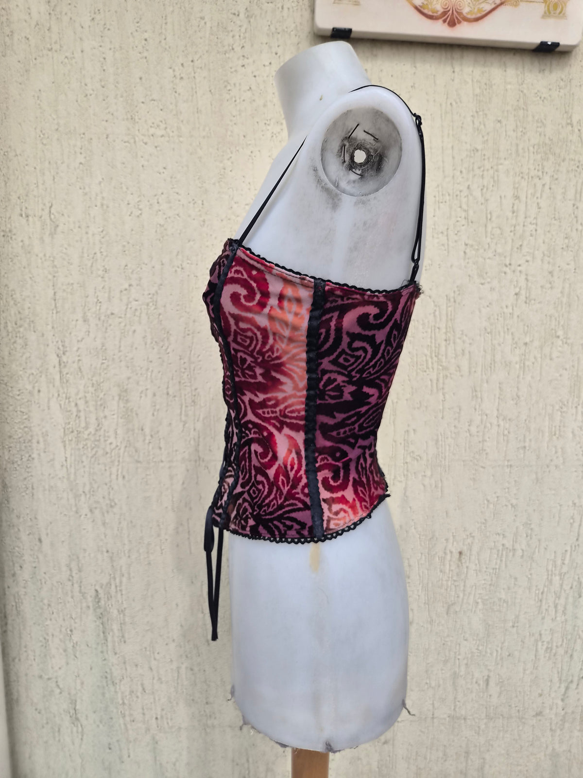 Burgundy velvet corset top