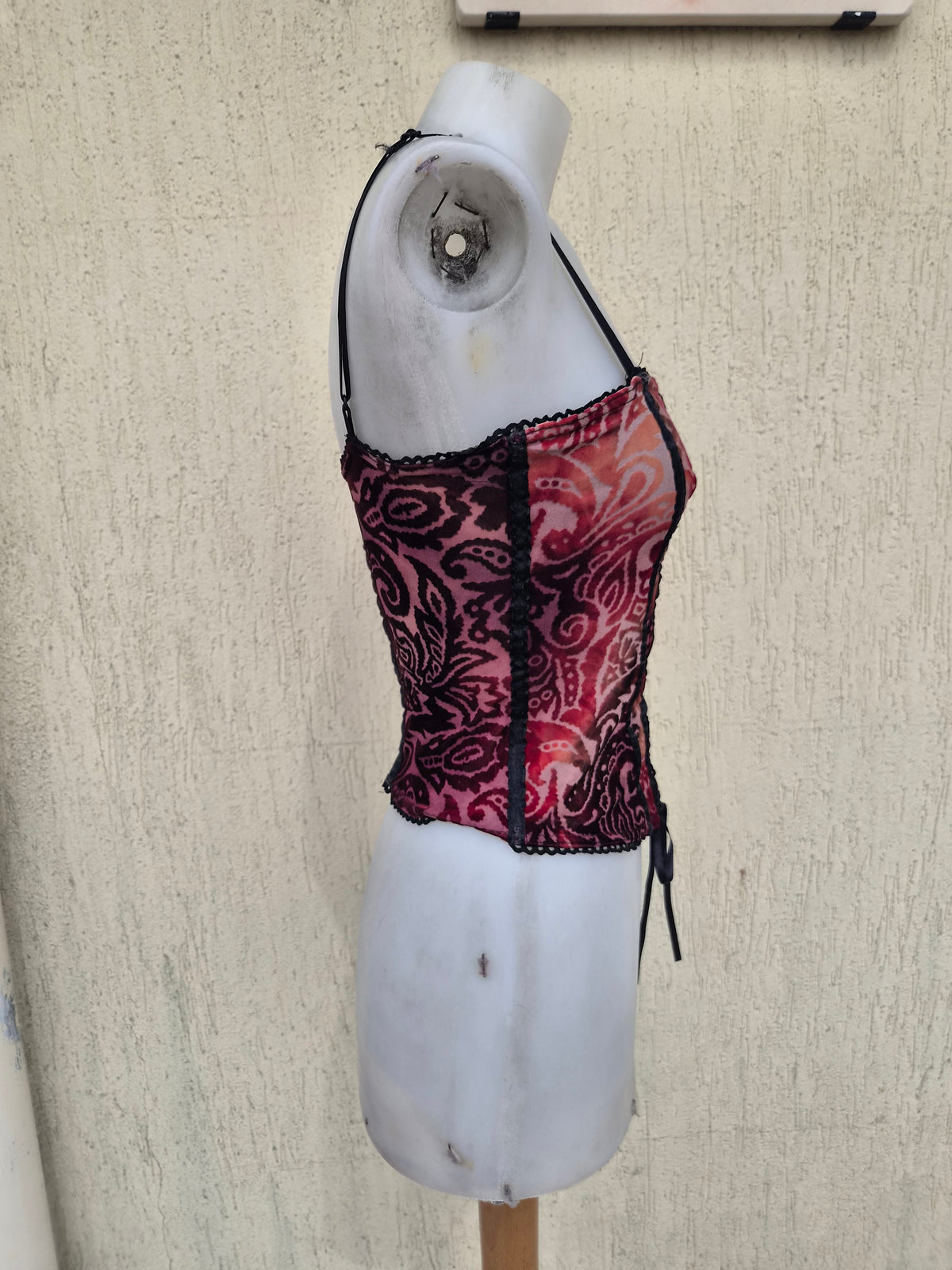 Burgundy velvet corset top