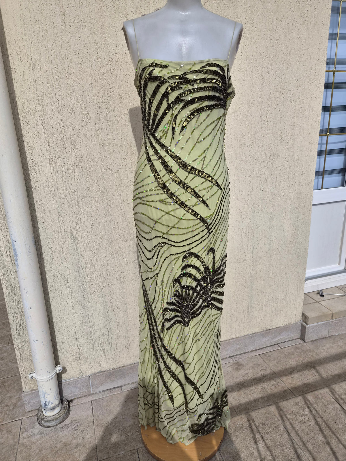 Sue Wong green silk dress