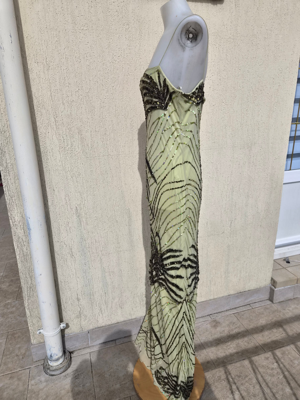 Sue Wong green silk dress