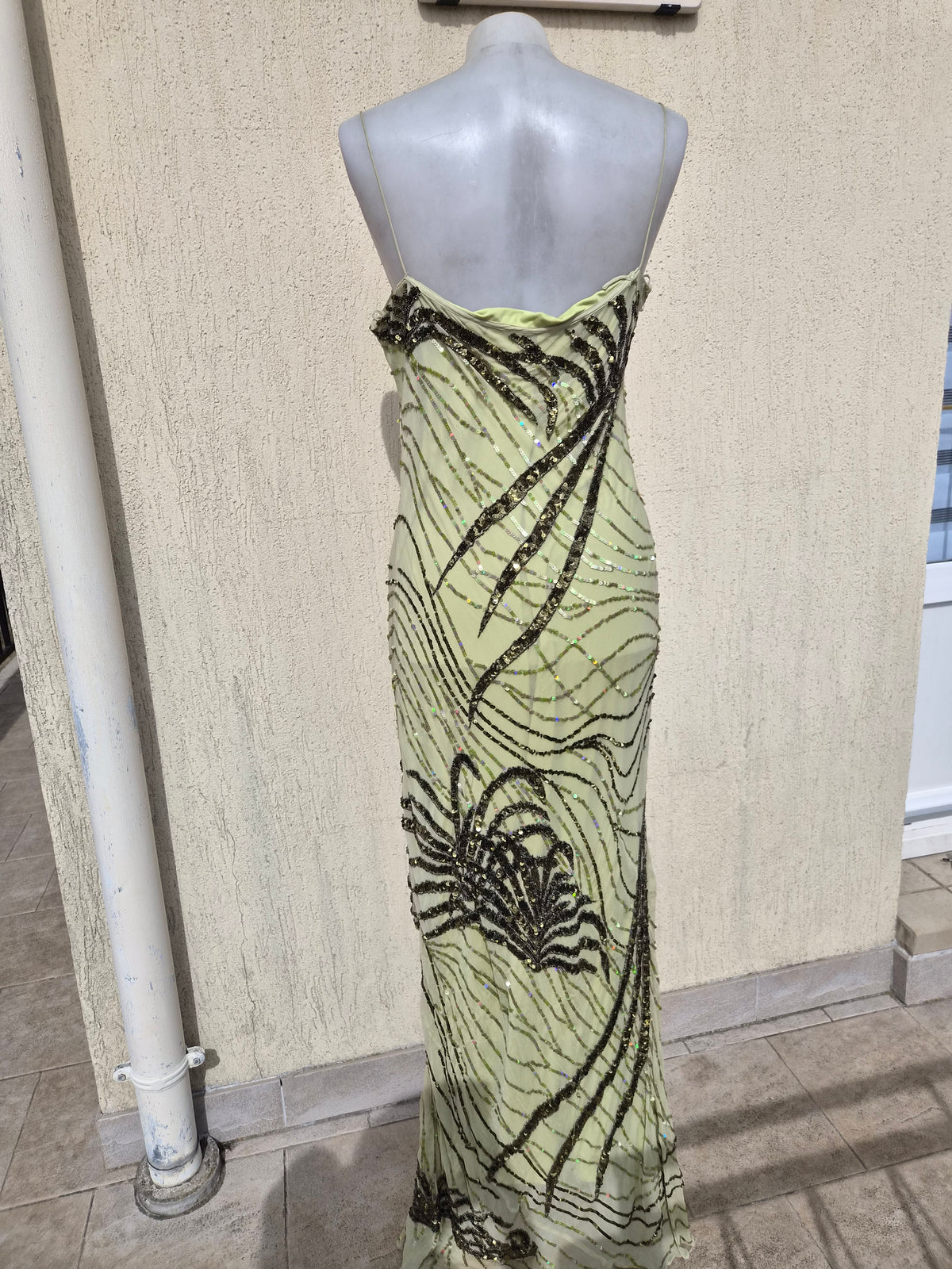 Sue Wong green silk dress