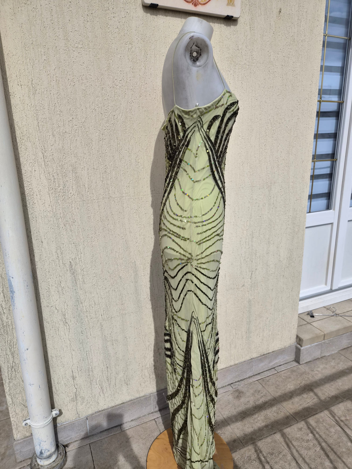 Sue Wong green silk dress