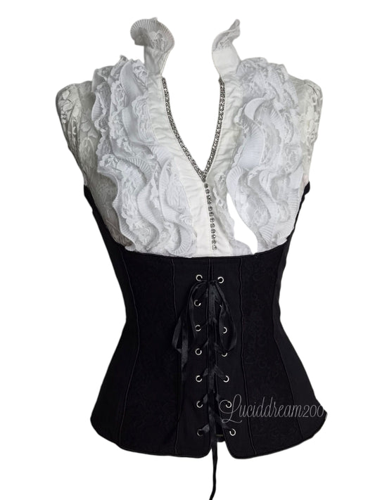 Black and white high officecore top
