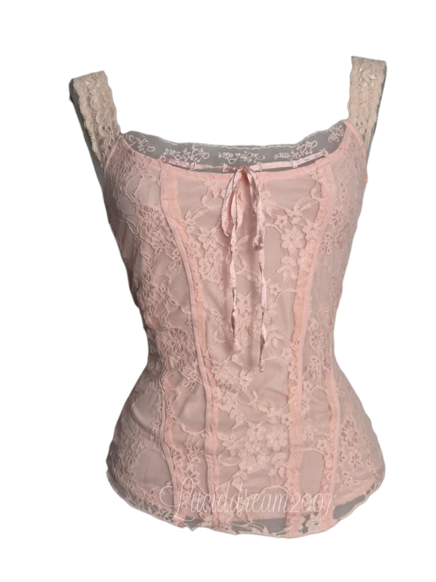 Pink lace corset top