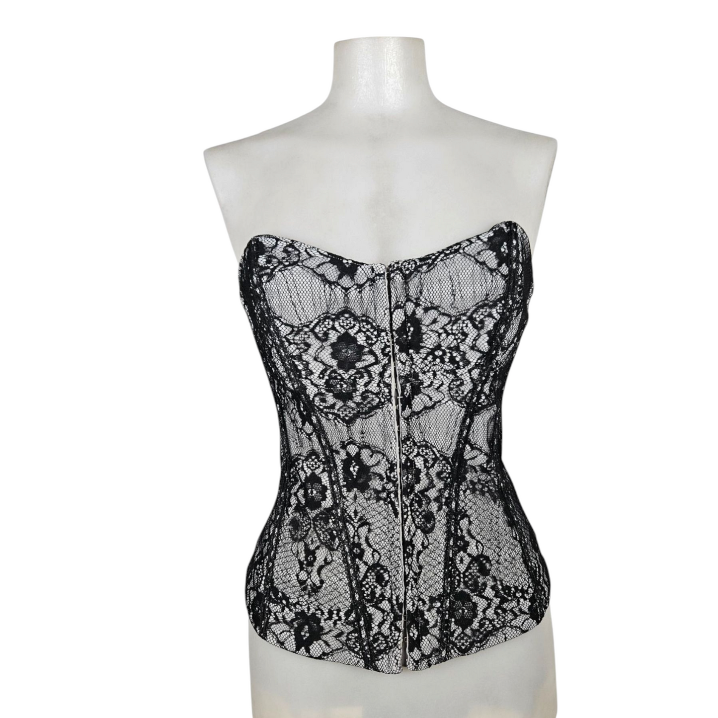 Black and gray corset-style top