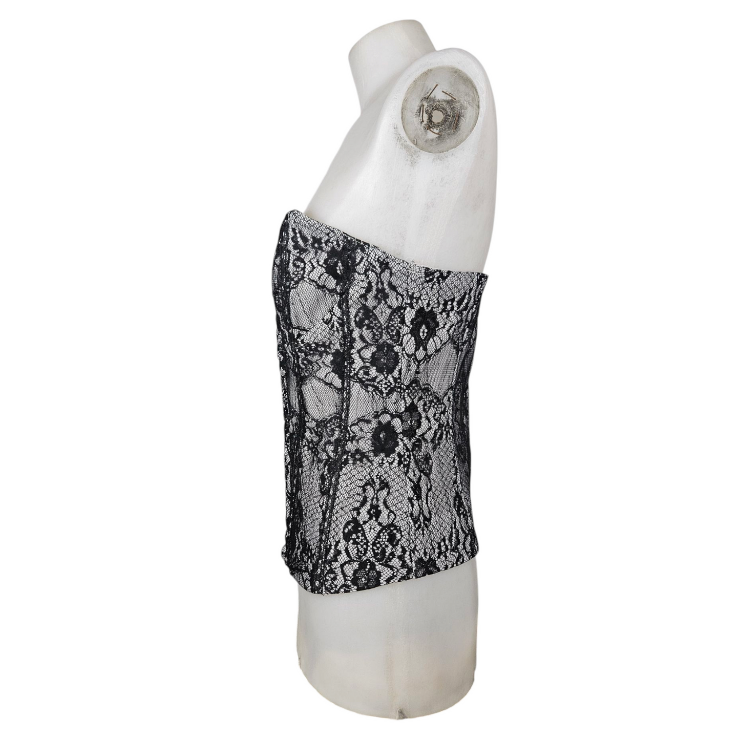 Black and gray corset-style top