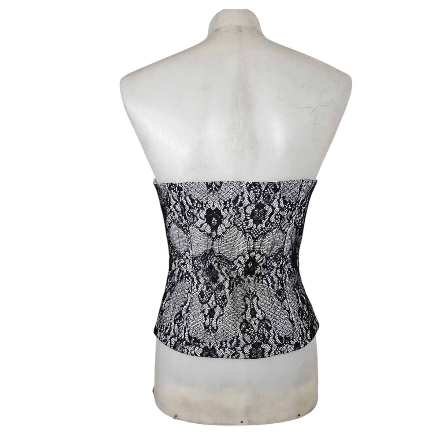 Black and gray corset-style top