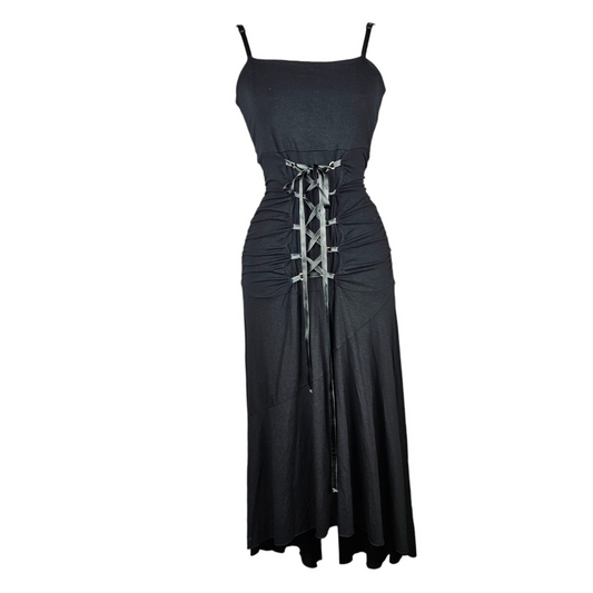 Asymmetrical lace-up dress