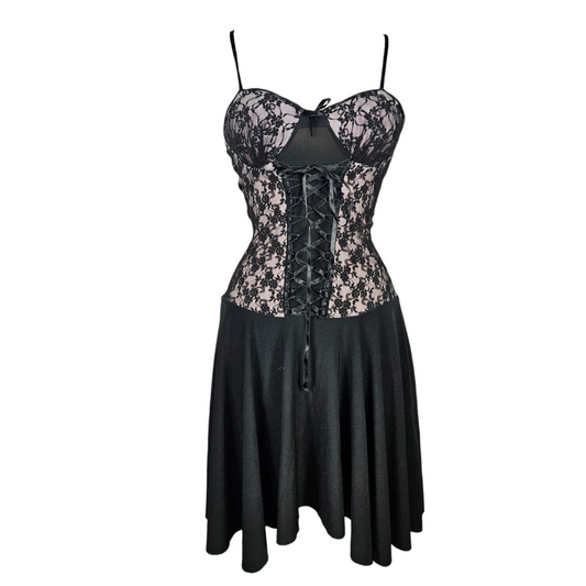 Corset-style dress with lacing