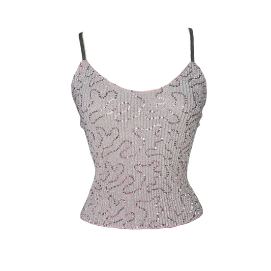 Top à sequins rose clair
