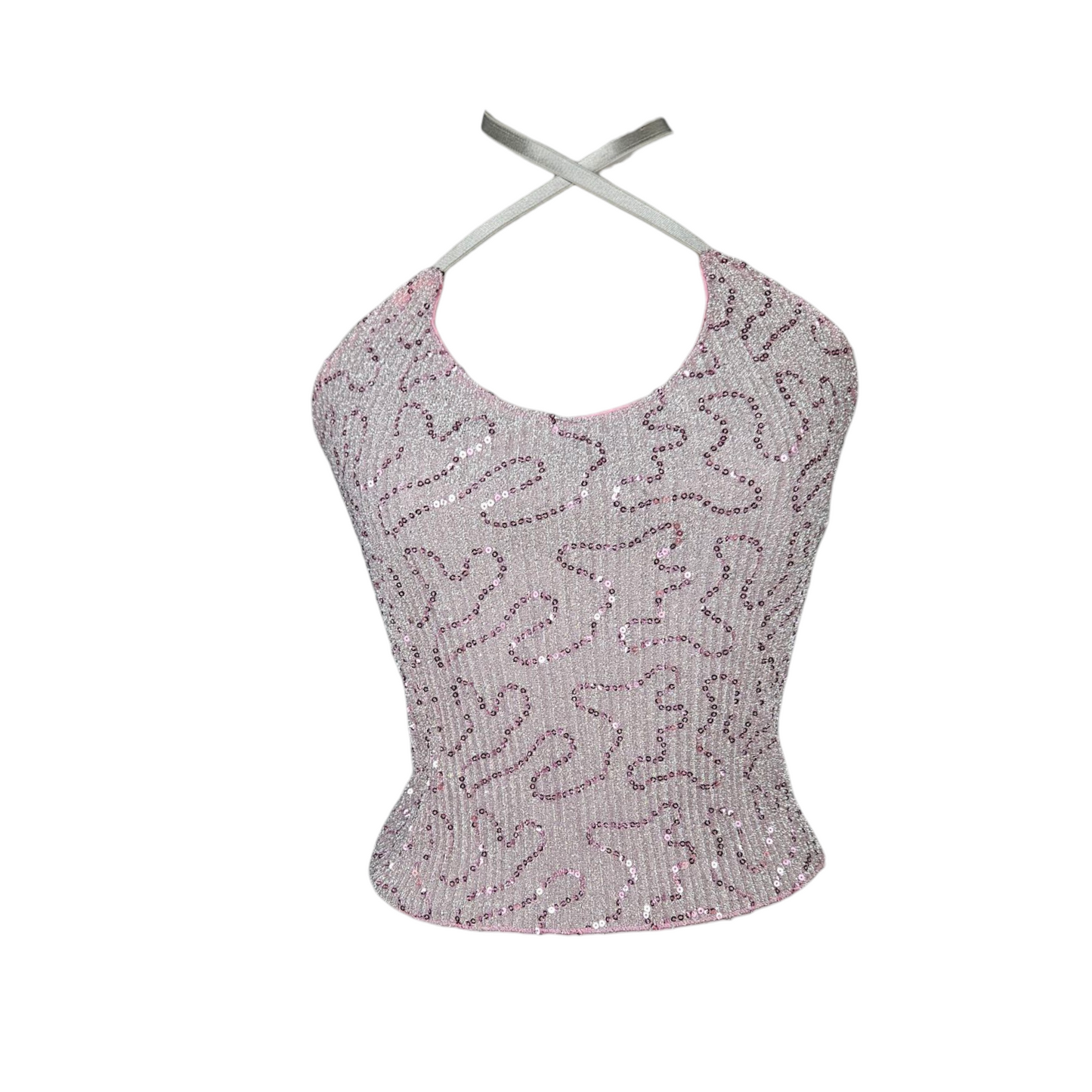 Top à sequins rose clair