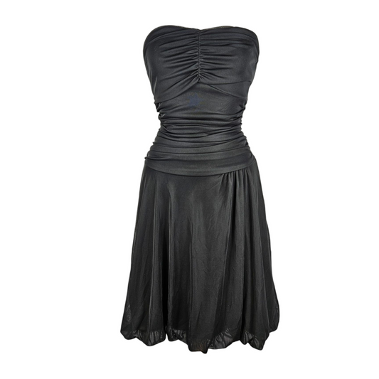Strapless pleated voile dress