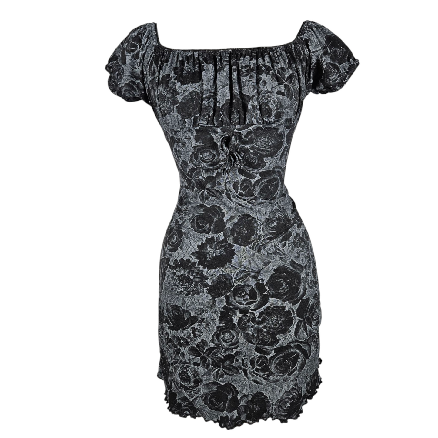 Robe fleurie grise et noire