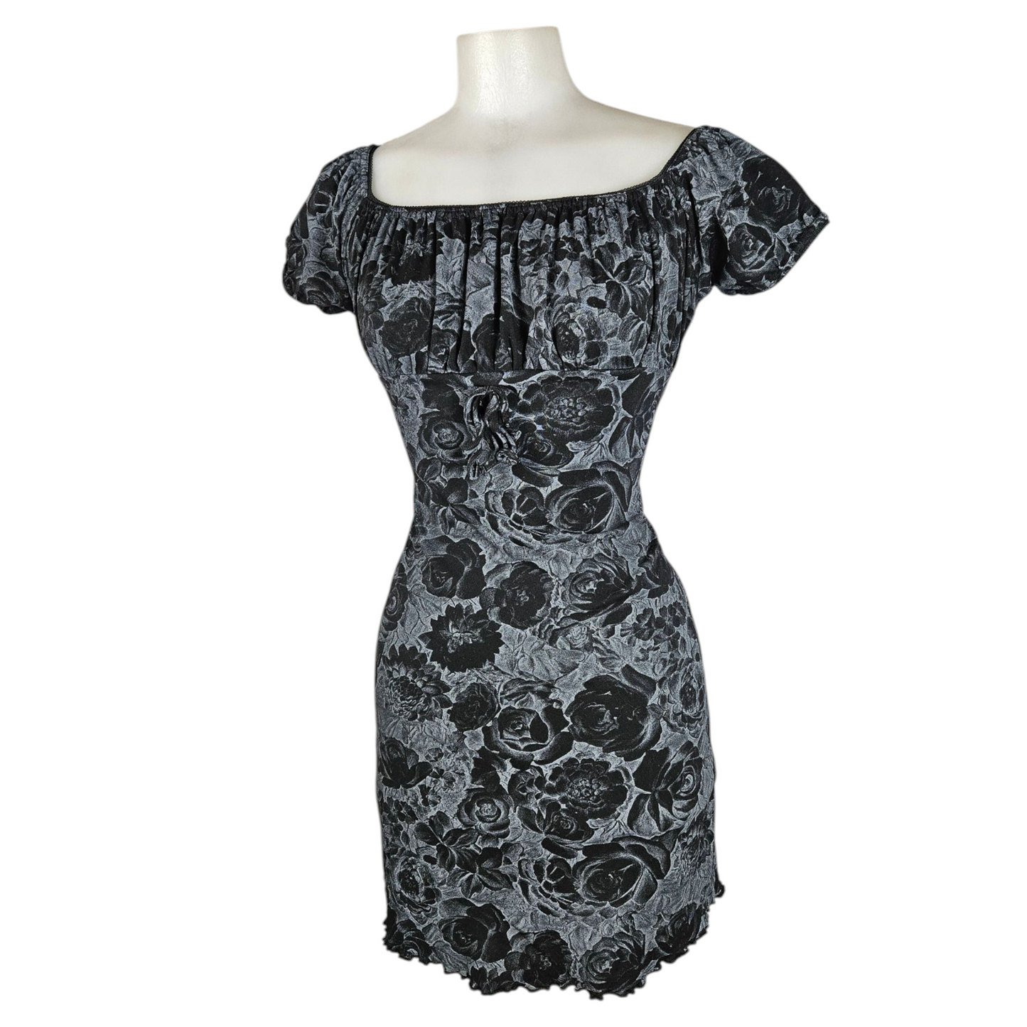Robe fleurie grise et noire