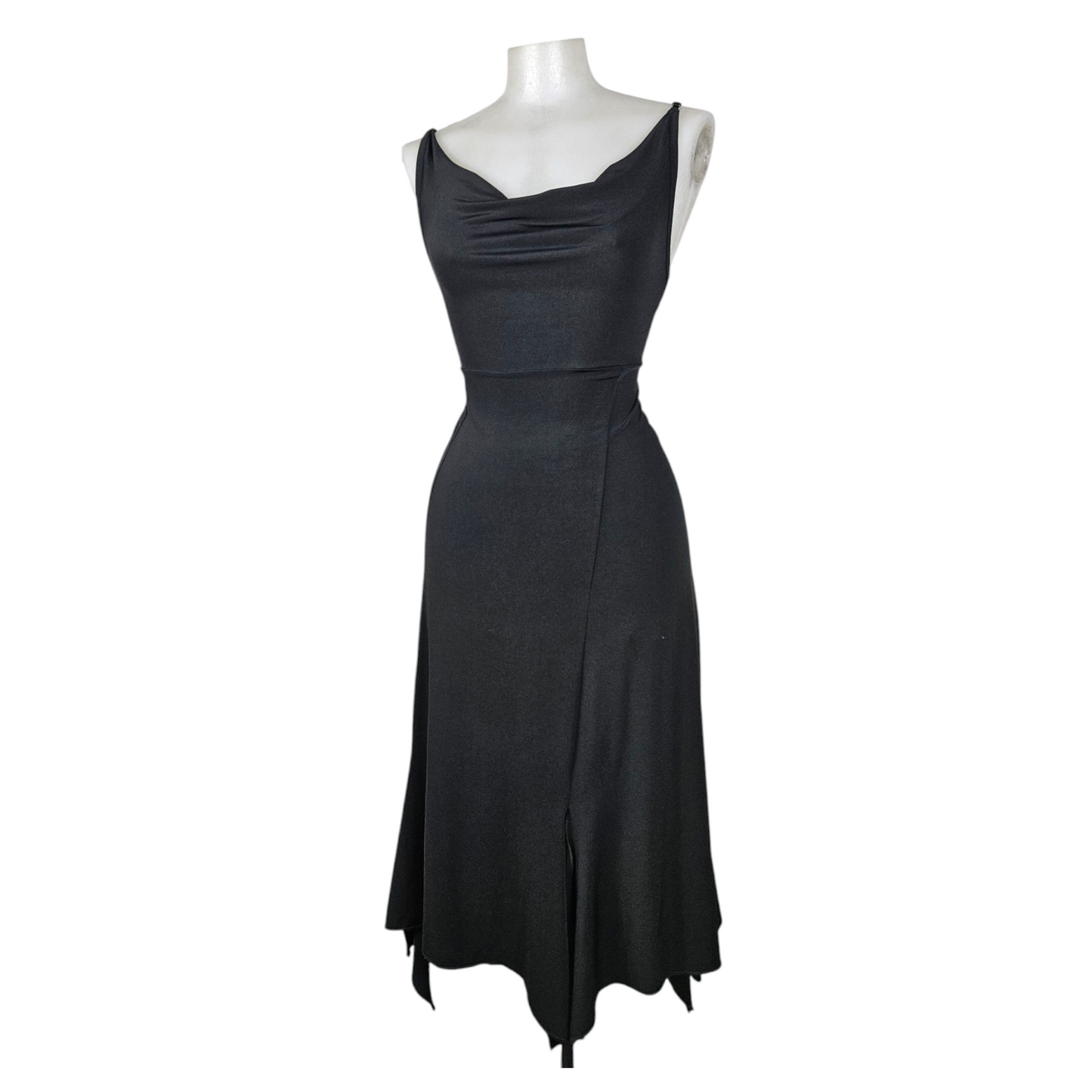 Asymmetrical cowl neck dress