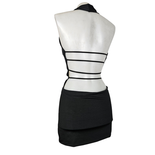Halter neck dress with open back