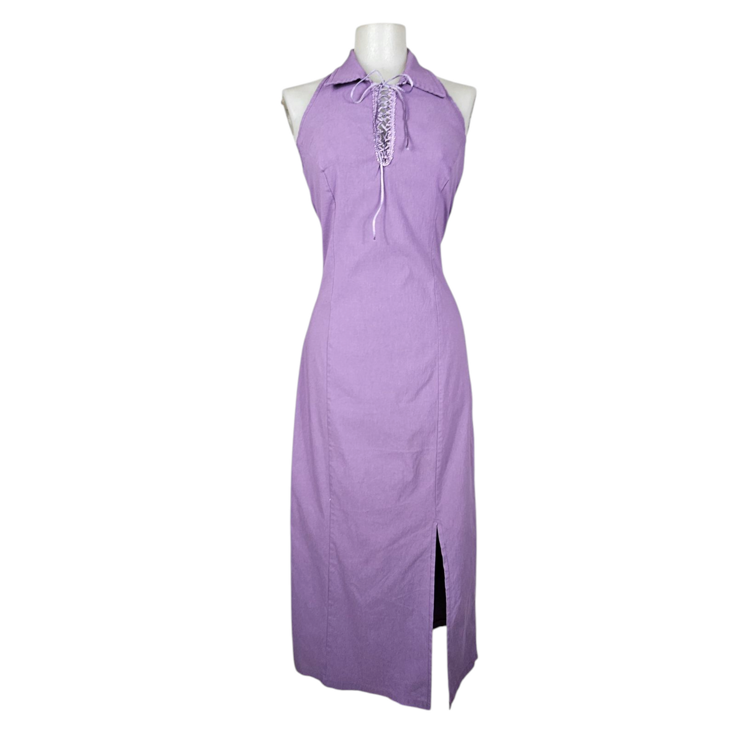 Robe dos nu col montant et laçage