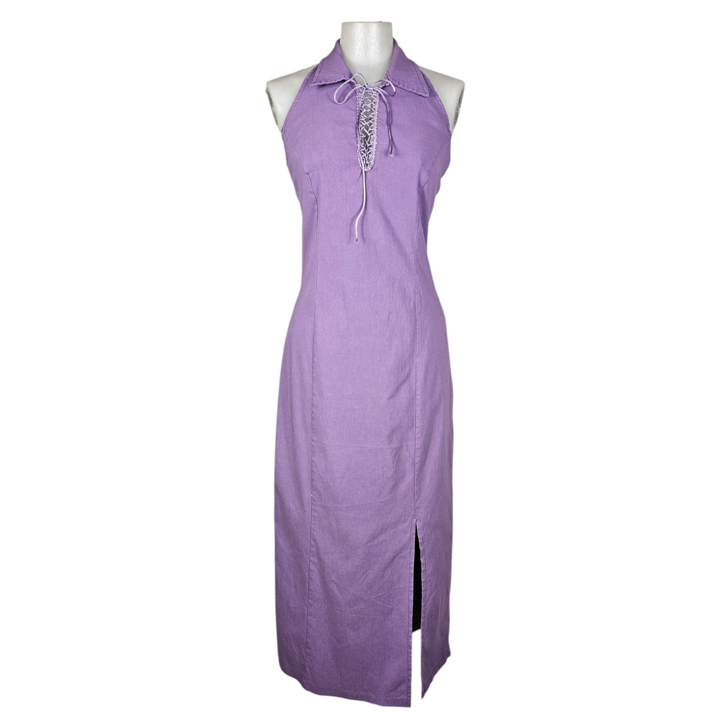 Robe dos nu col montant et laçage