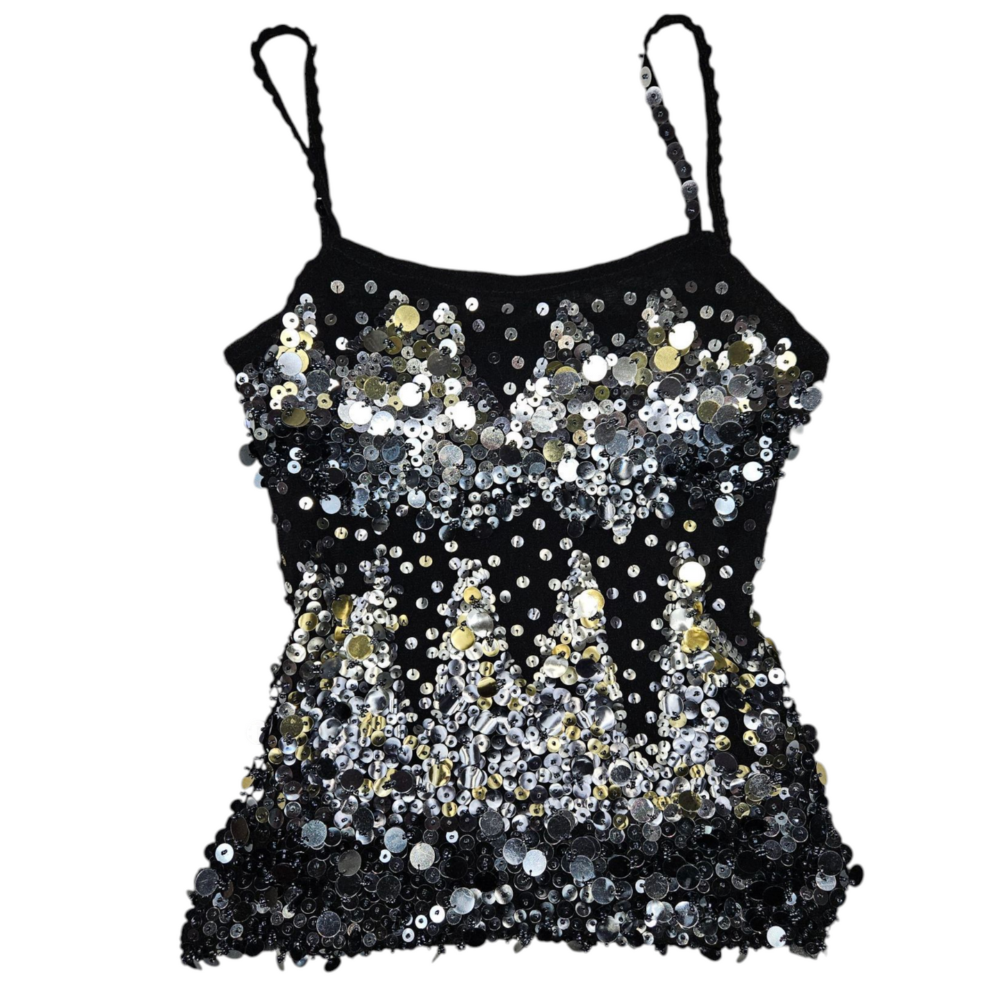 Sequin-embroidered voile top