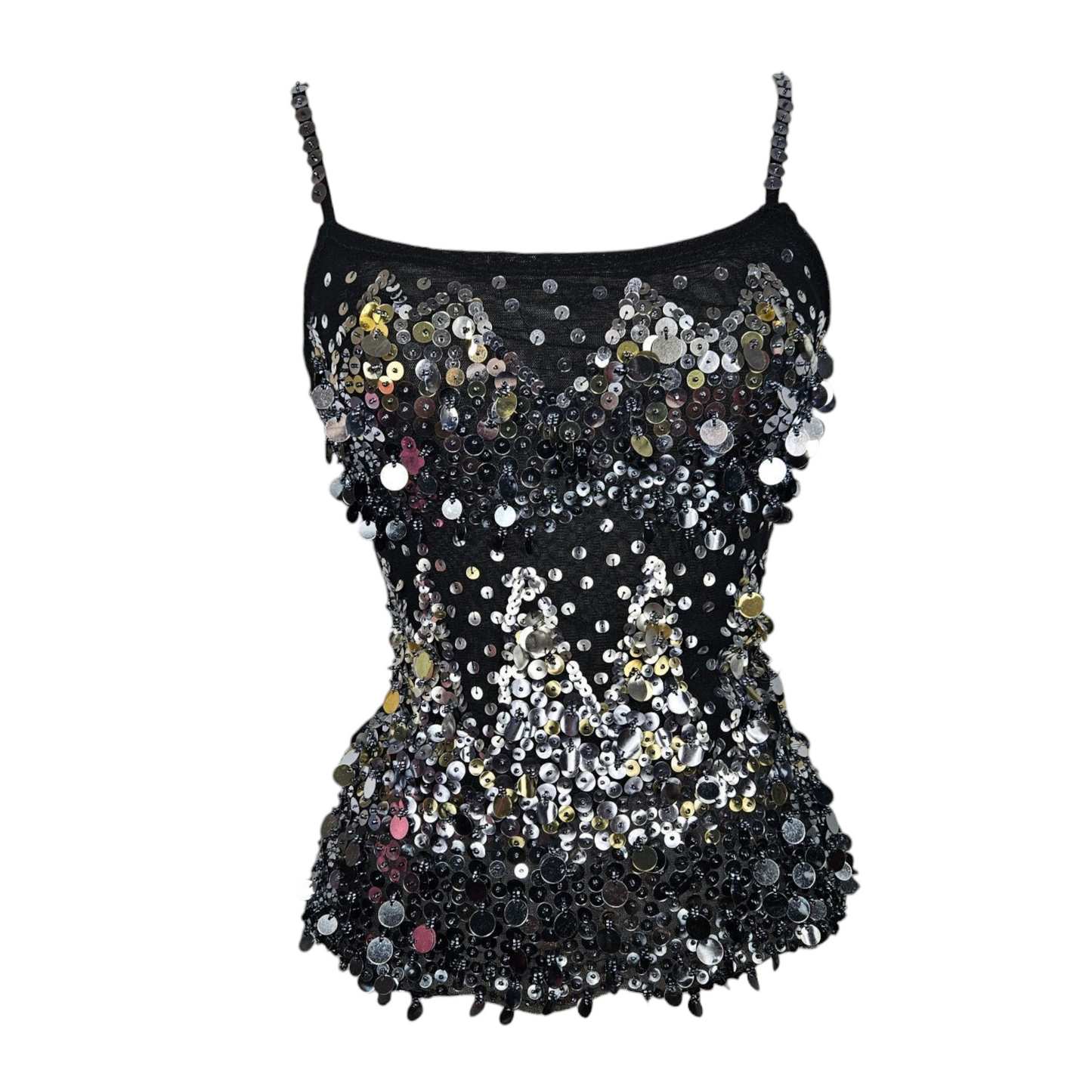 Sequin-embroidered voile top