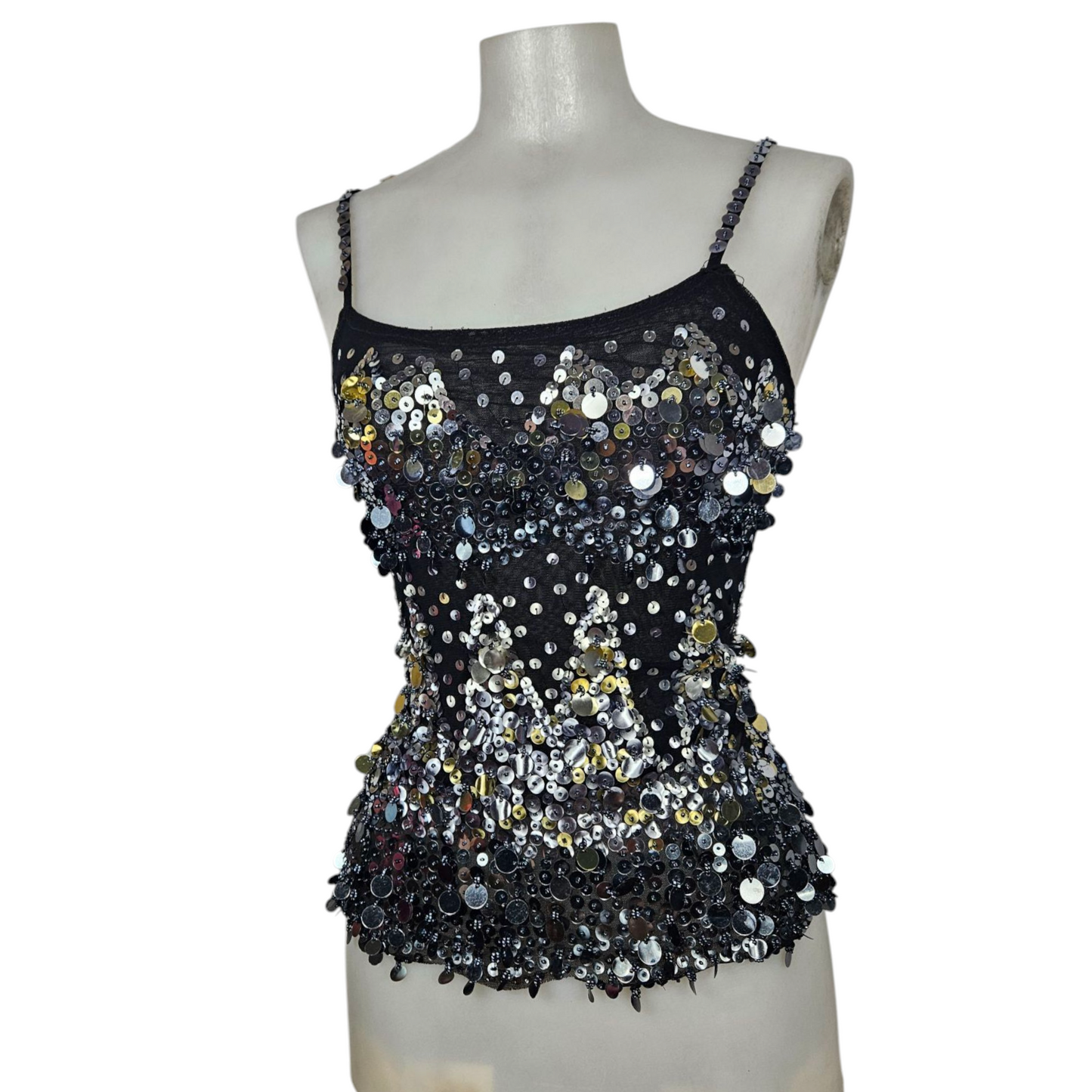 Sequin-embroidered voile top