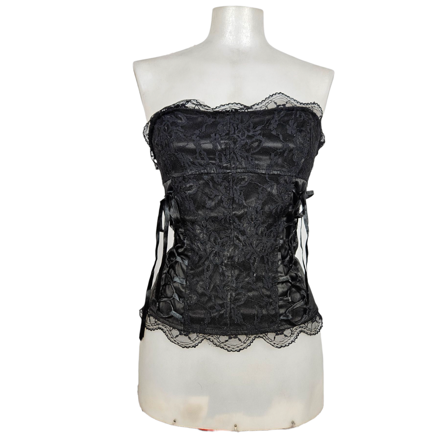Bustier gothique en dentelle à lacage