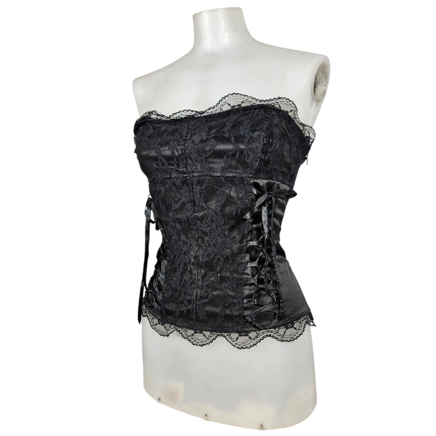 Bustier gothique en dentelle à lacage