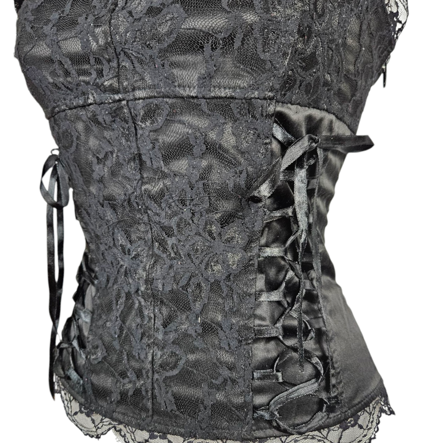 Bustier gothique en dentelle à lacage