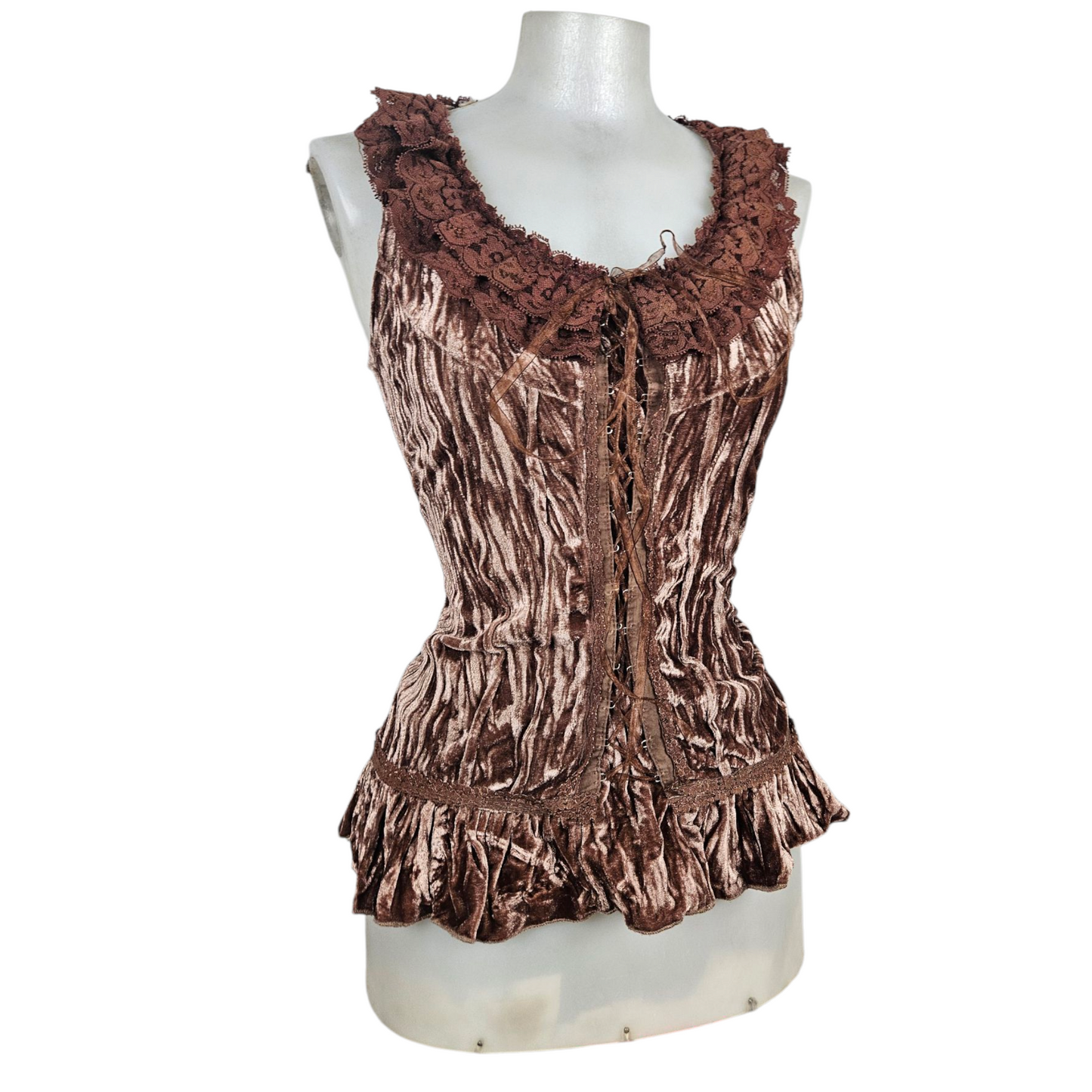Corset-style top in velvet