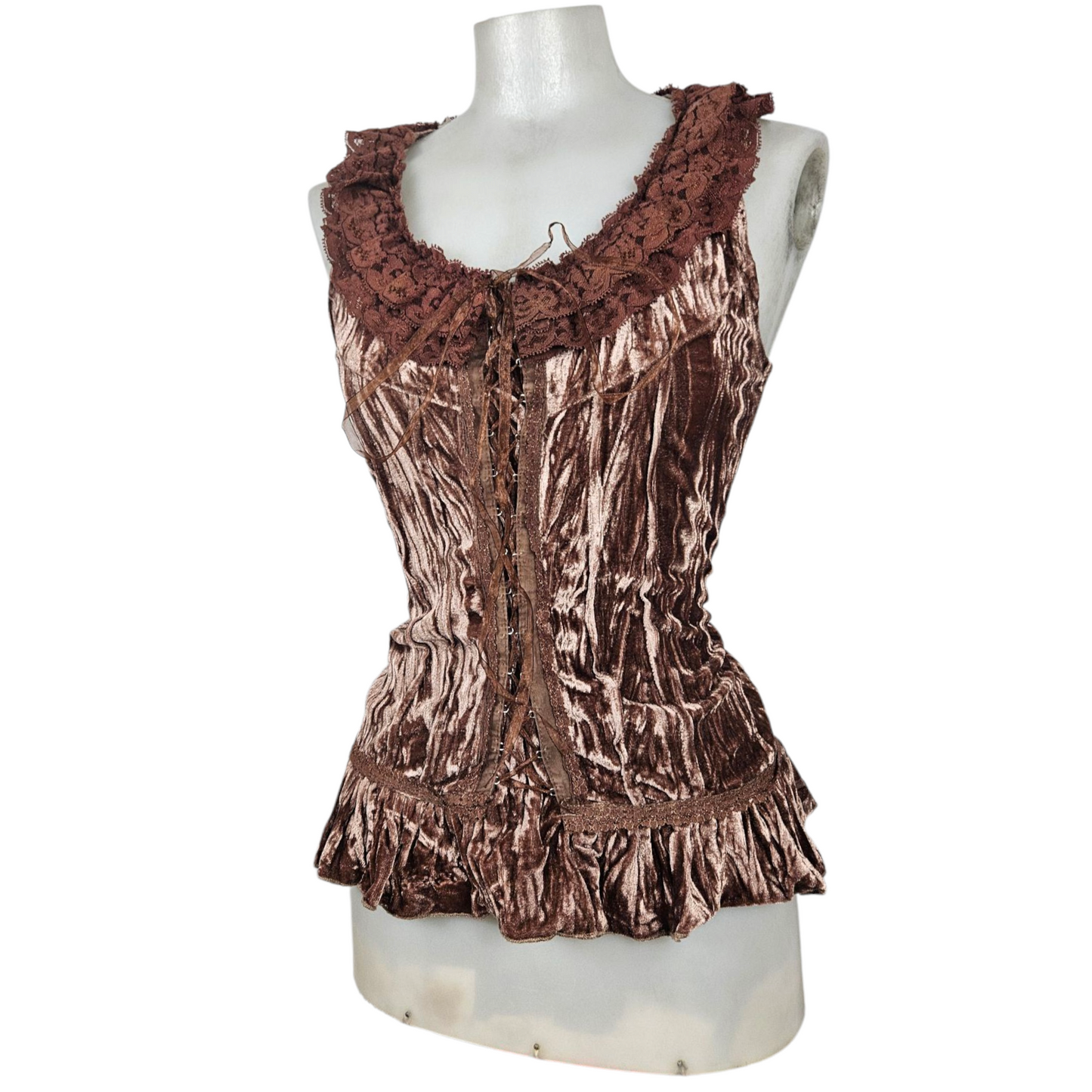 Corset-style top in velvet