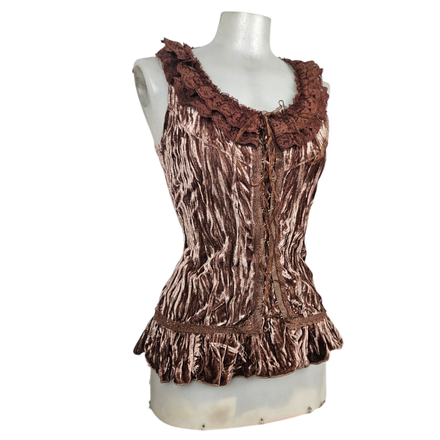 Corset-style top in velvet