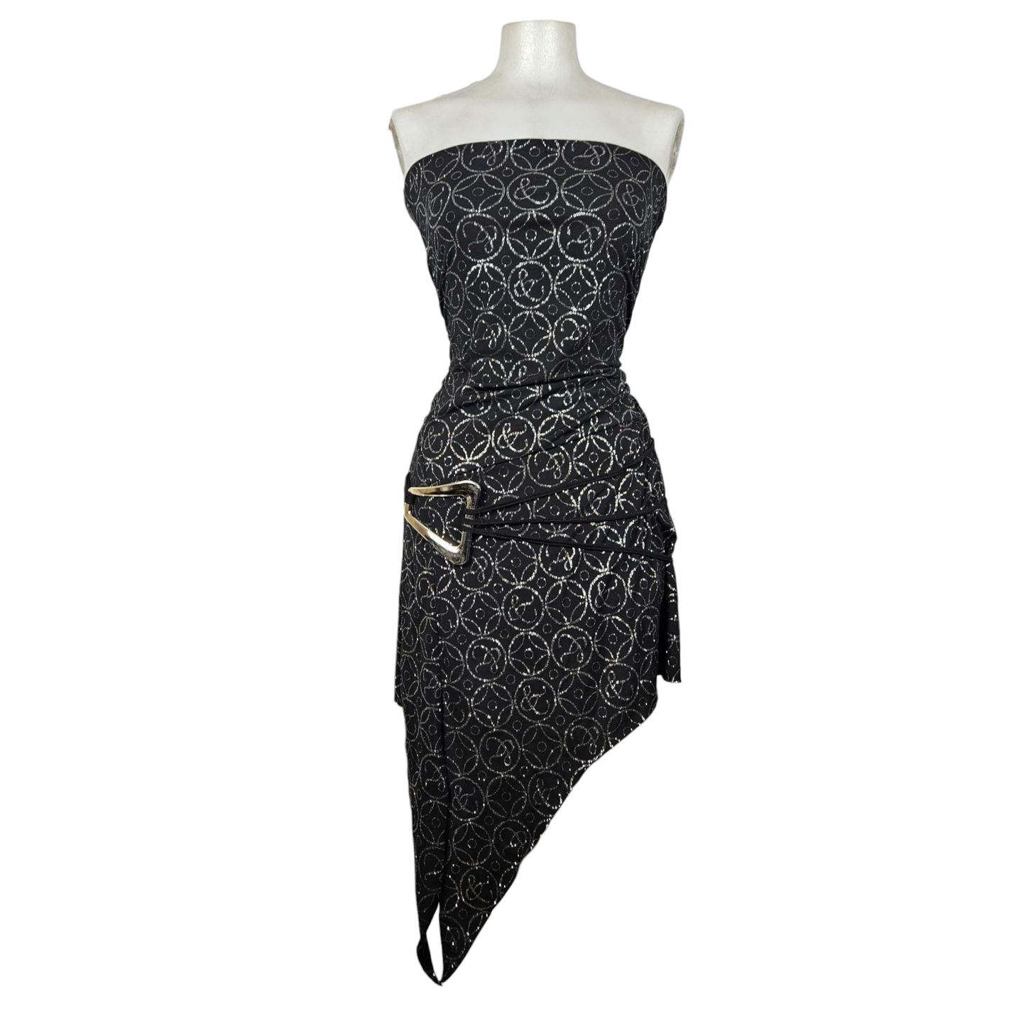 Robe strapless détails strass et boucle