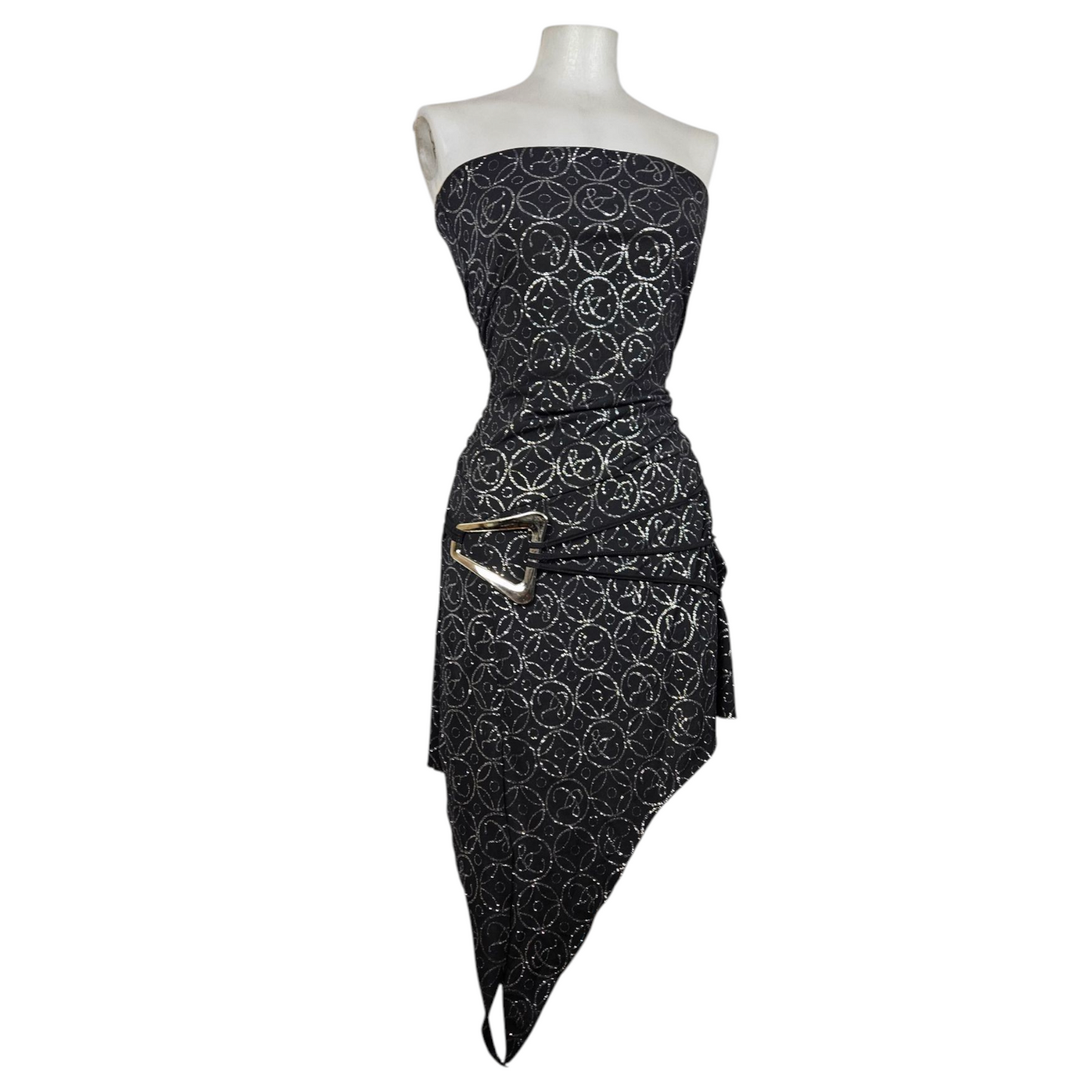 Robe strapless détails strass et boucle