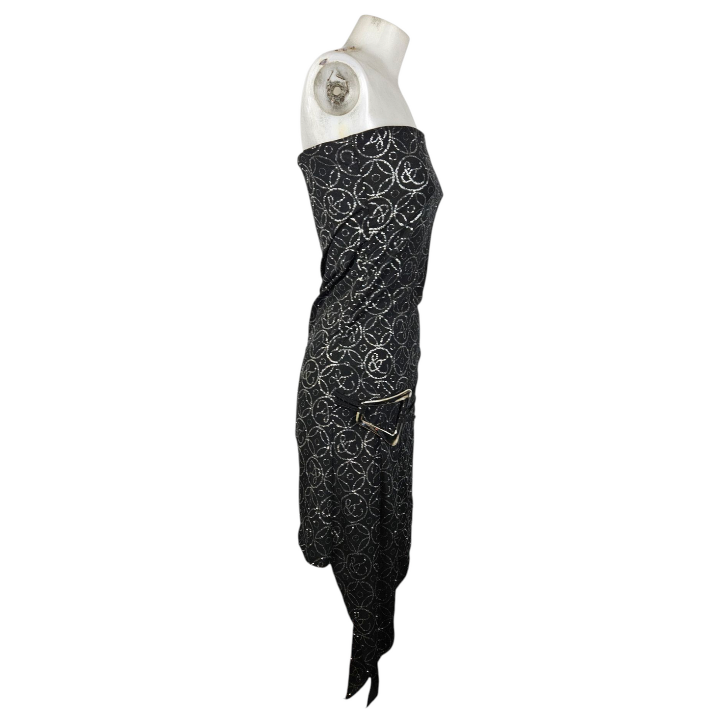 Robe strapless détails strass et boucle
