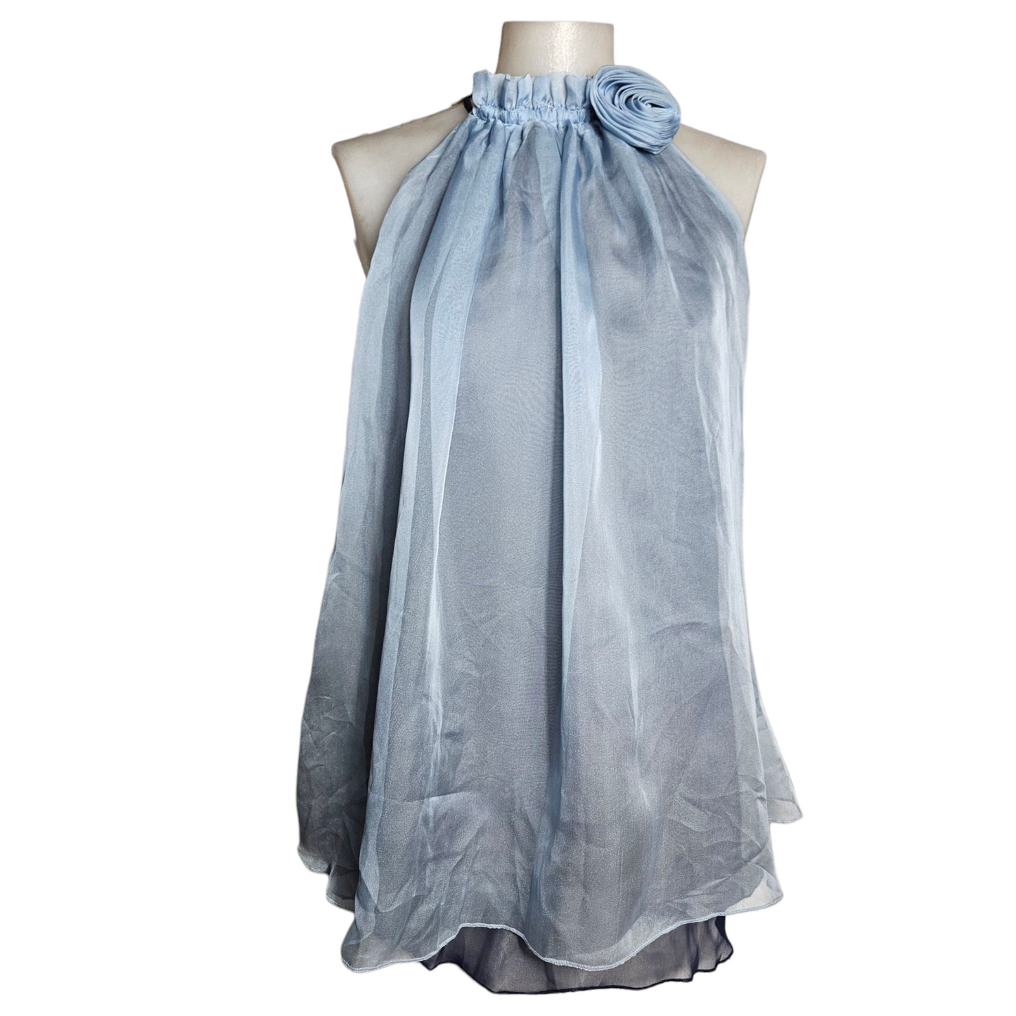 Haut en voile col fleur