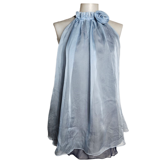Haut en voile col fleur
