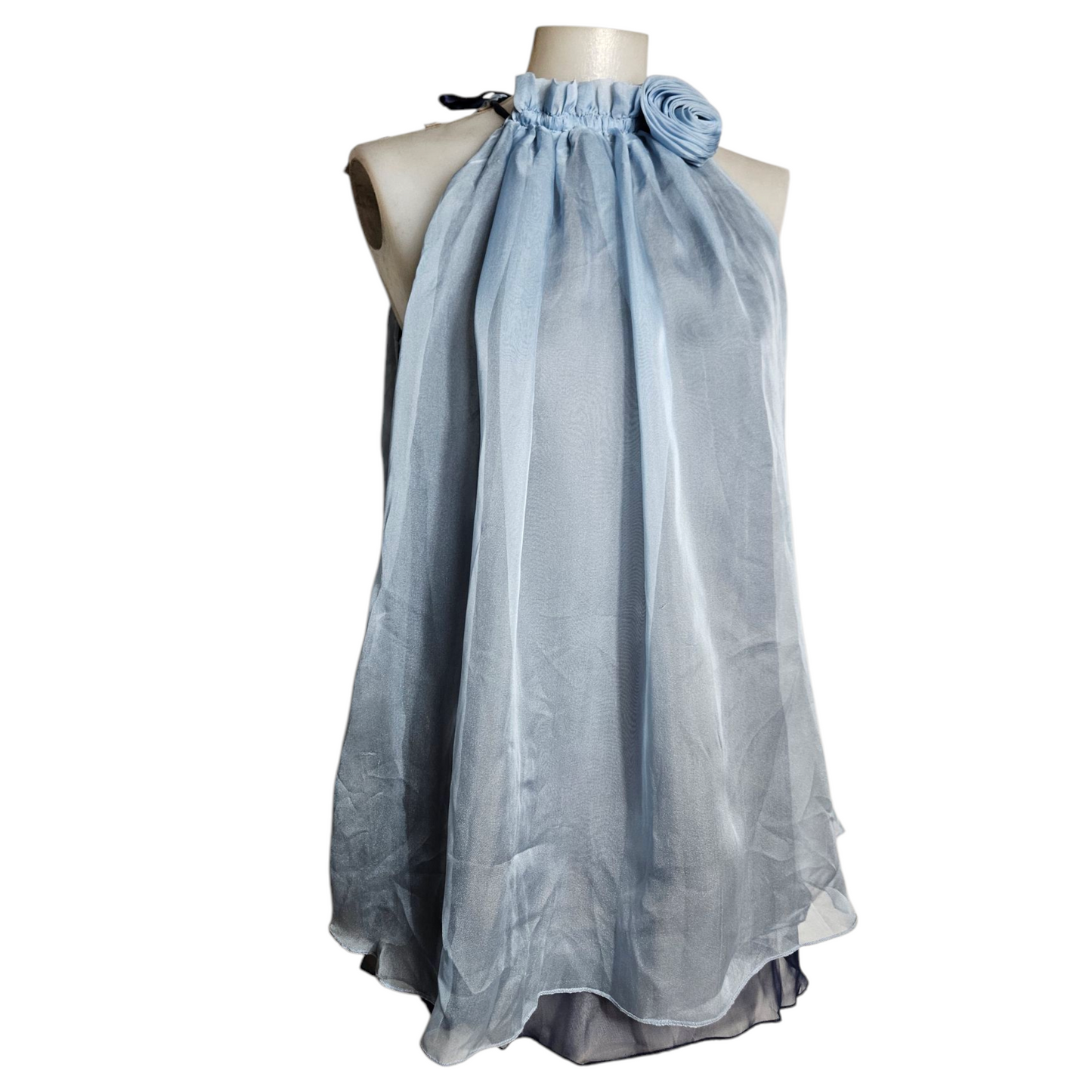 Haut en voile col fleur