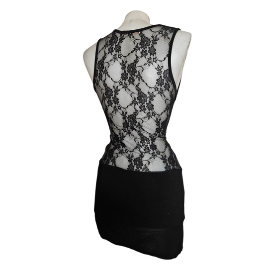 Lace back halter neck dress