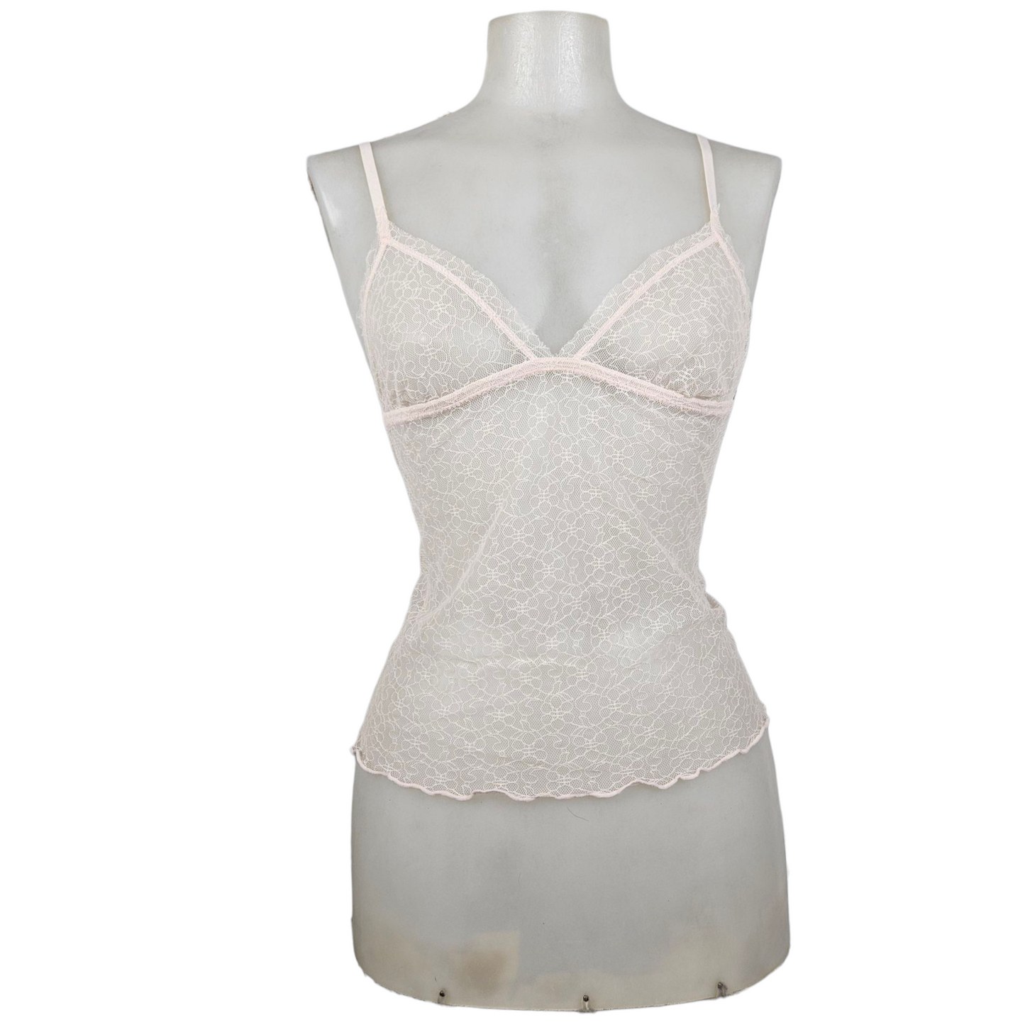 Débardeur tout en dentelle rose