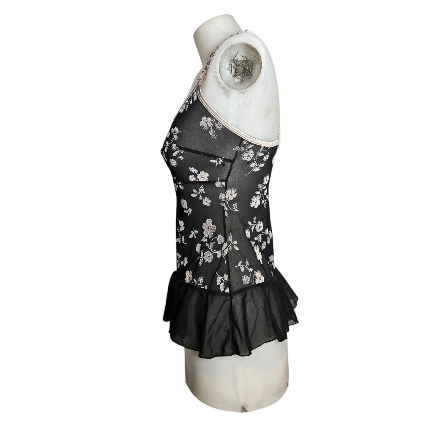 Black floral voile top