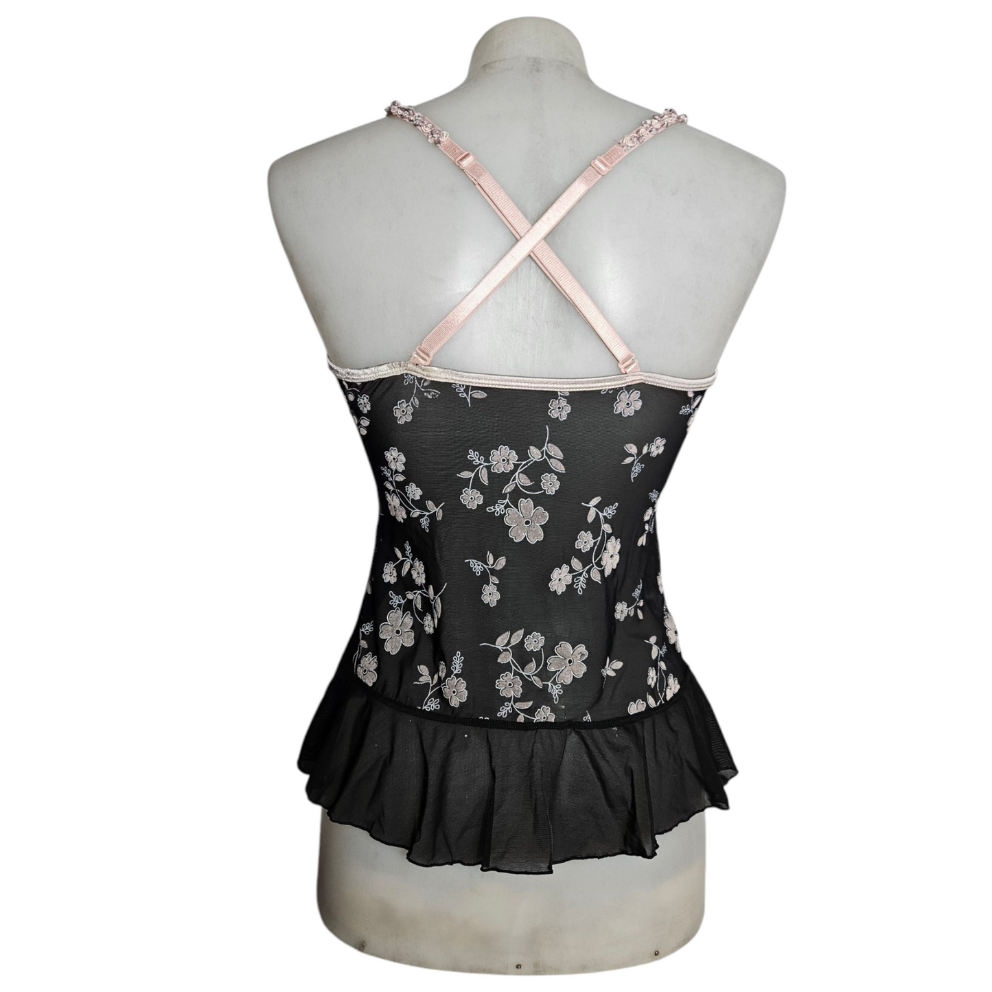 Black floral voile top