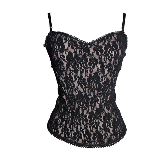 Black and pink corset-style top