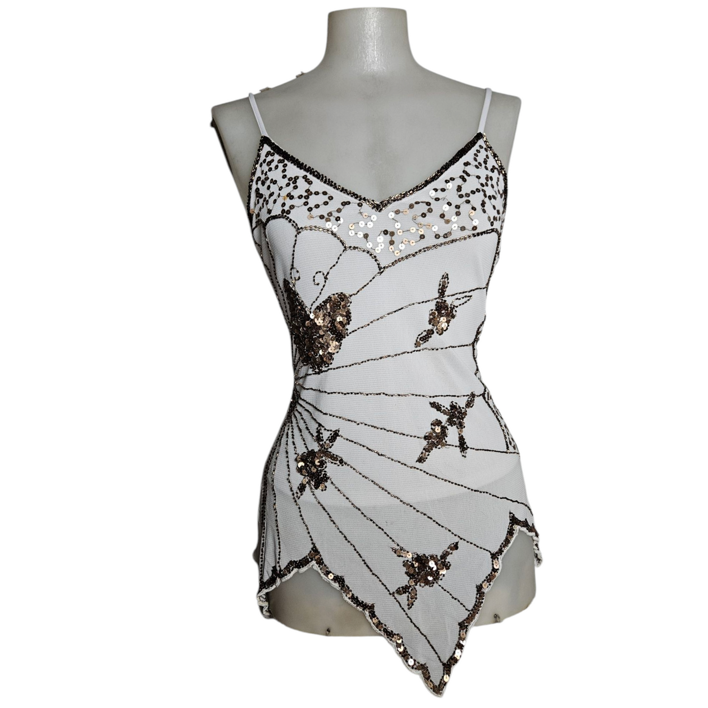 Asymmetrical top in embroidered voile