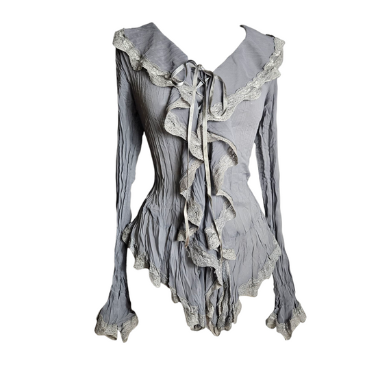 Ruffled and lacing blouse
