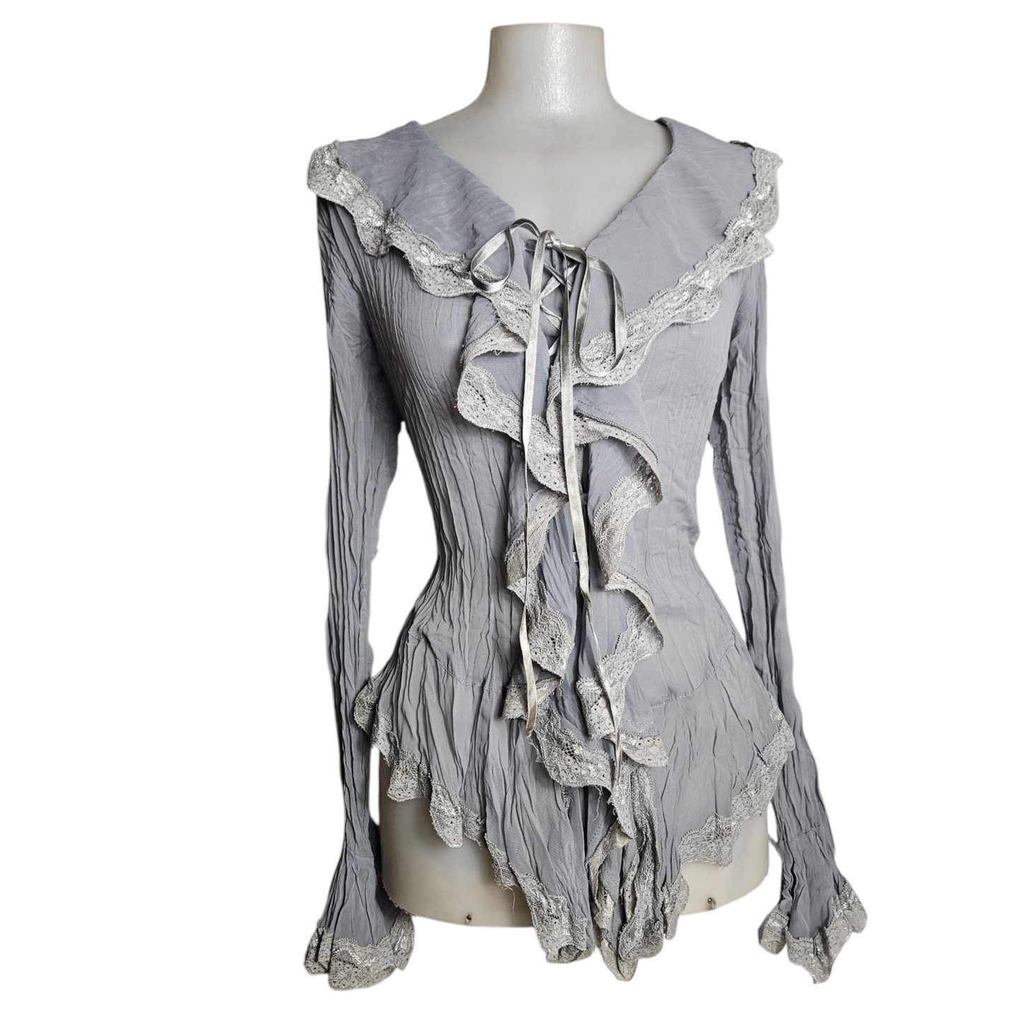 Ruffled and lacing blouse