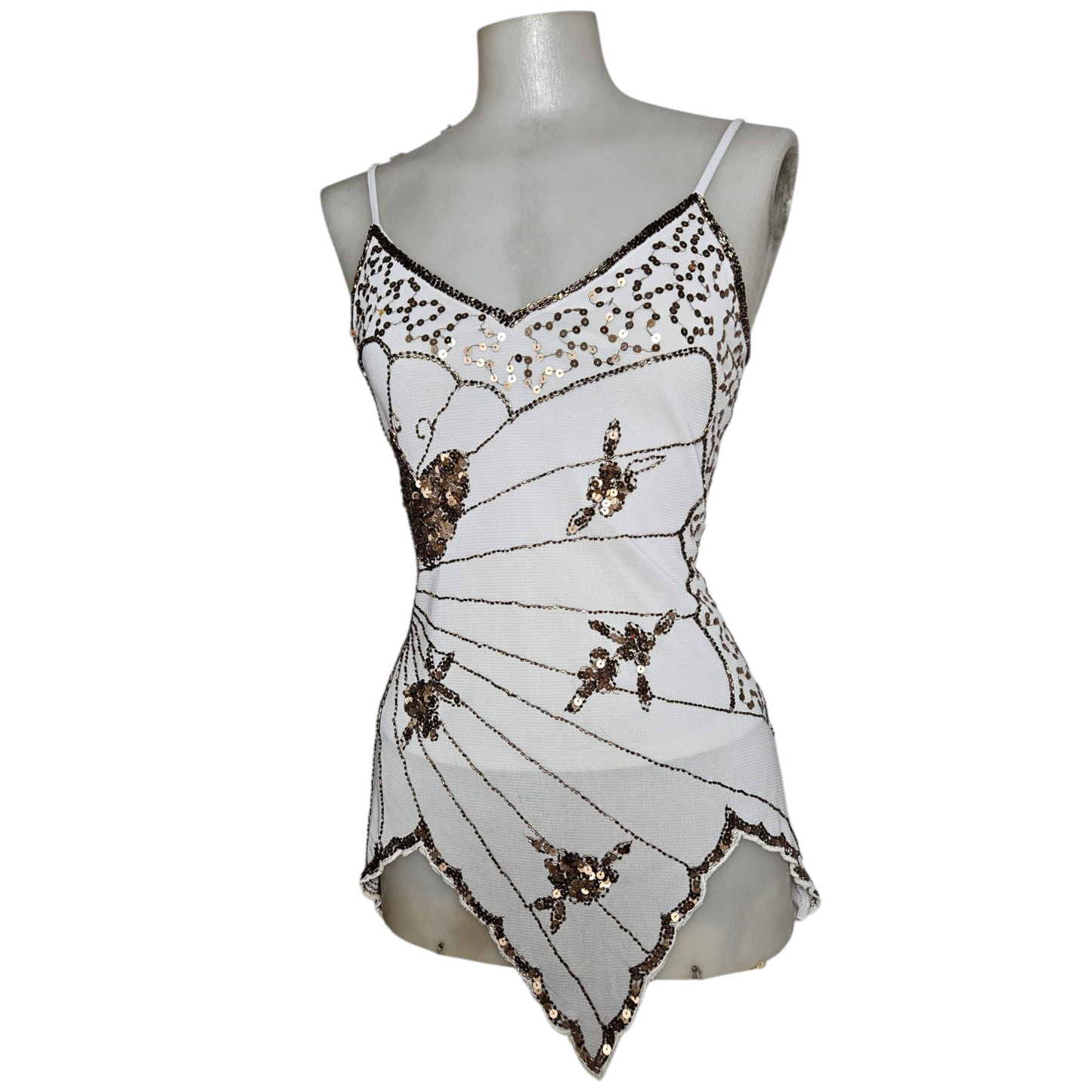 Asymmetrical top in embroidered voile