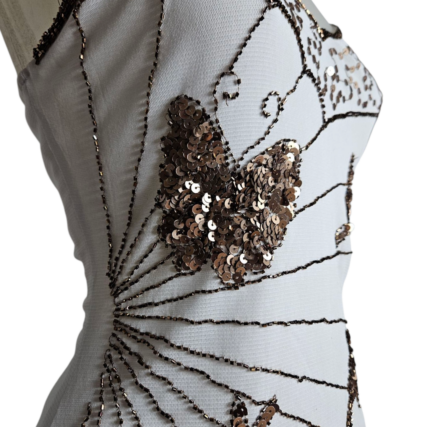 Asymmetrical top in embroidered voile