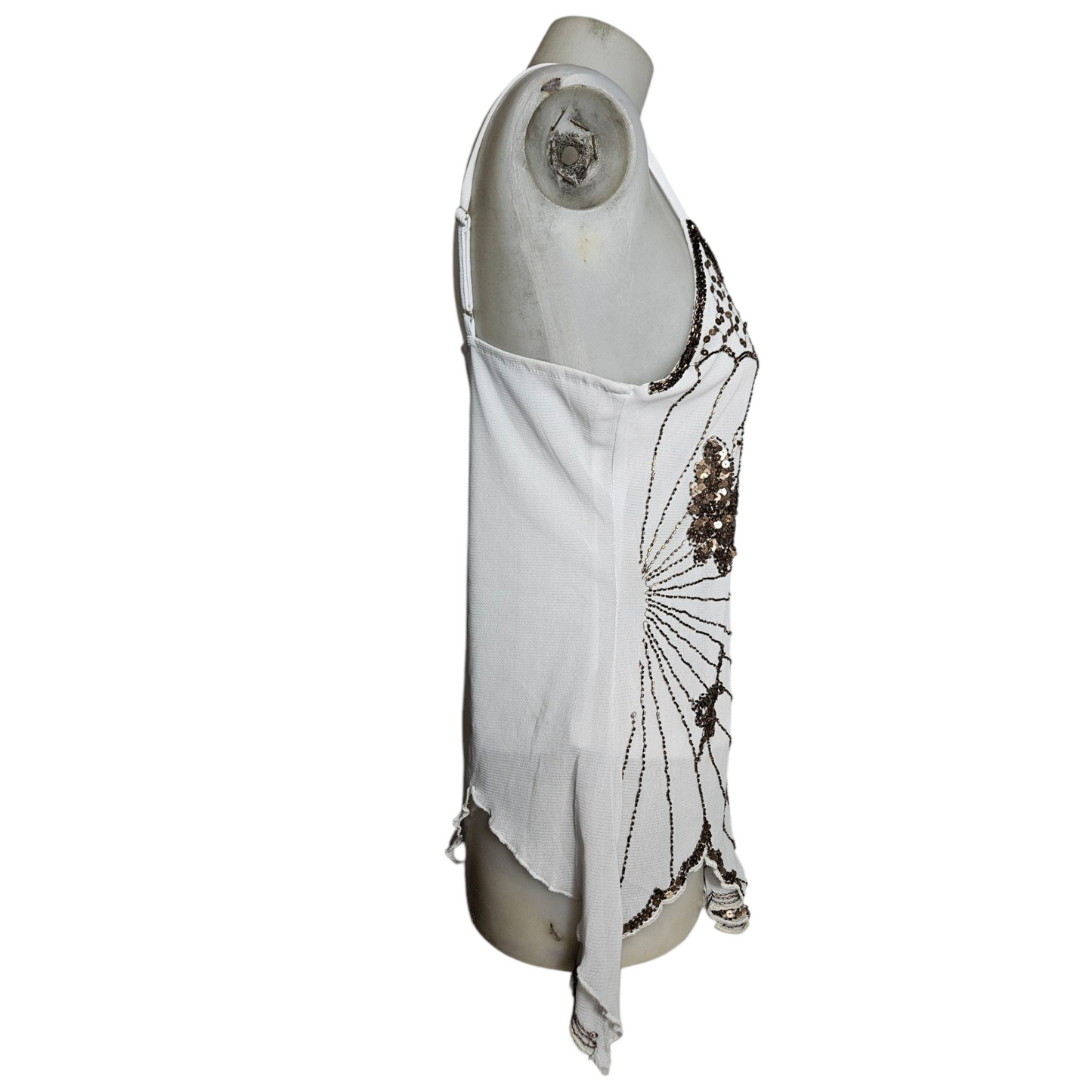 Asymmetrical top in embroidered voile